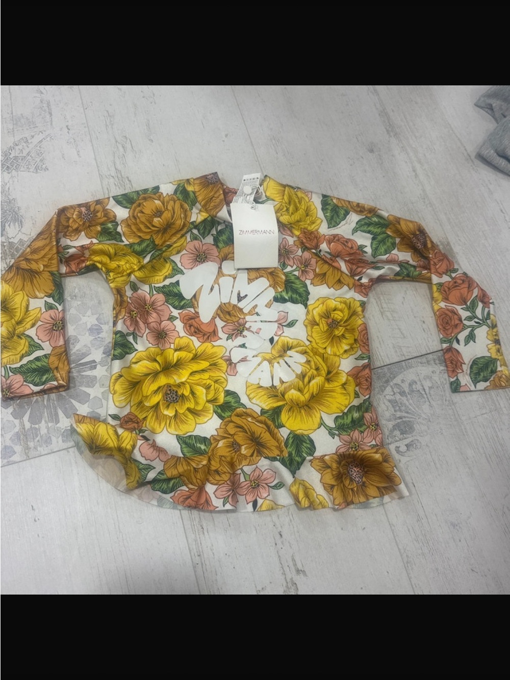 Zimmermann Floral Long-Sleeve Top in Yellow & Pink 2T Toddler